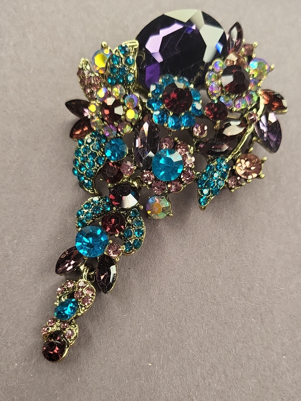 Multicolor Crystal Floral Statement Brooch - Women's Jewelry